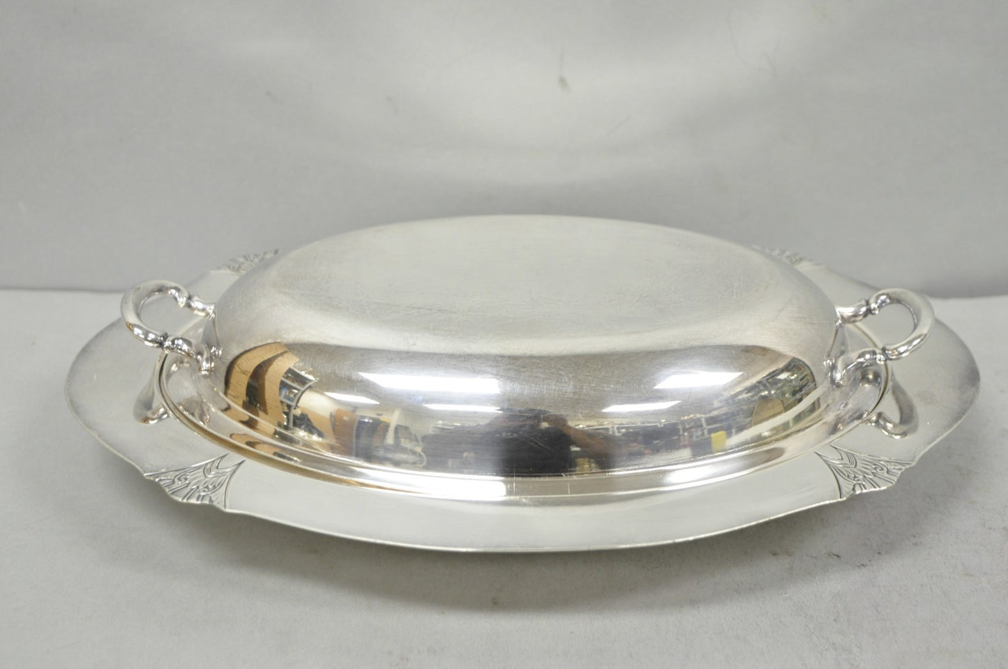 Vintage Victor SP Co Art Deco Silver Plated Covered Vegetable Serving Dish