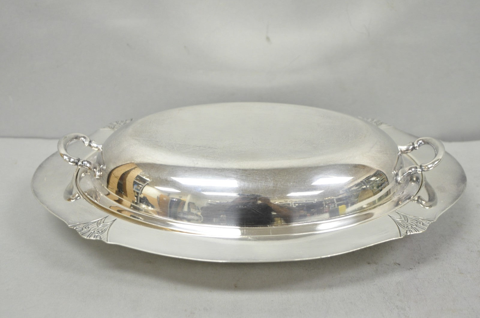 Vintage Victor SP Co Art Deco Silver Plated Covered Vegetable Serving Dish