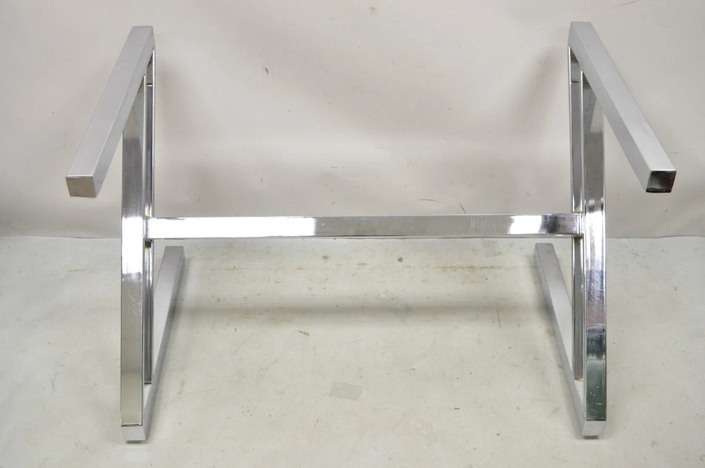 Vintage Mid Century Modern Chrome Frame Z Shaped Metal Desk Dining Table Base