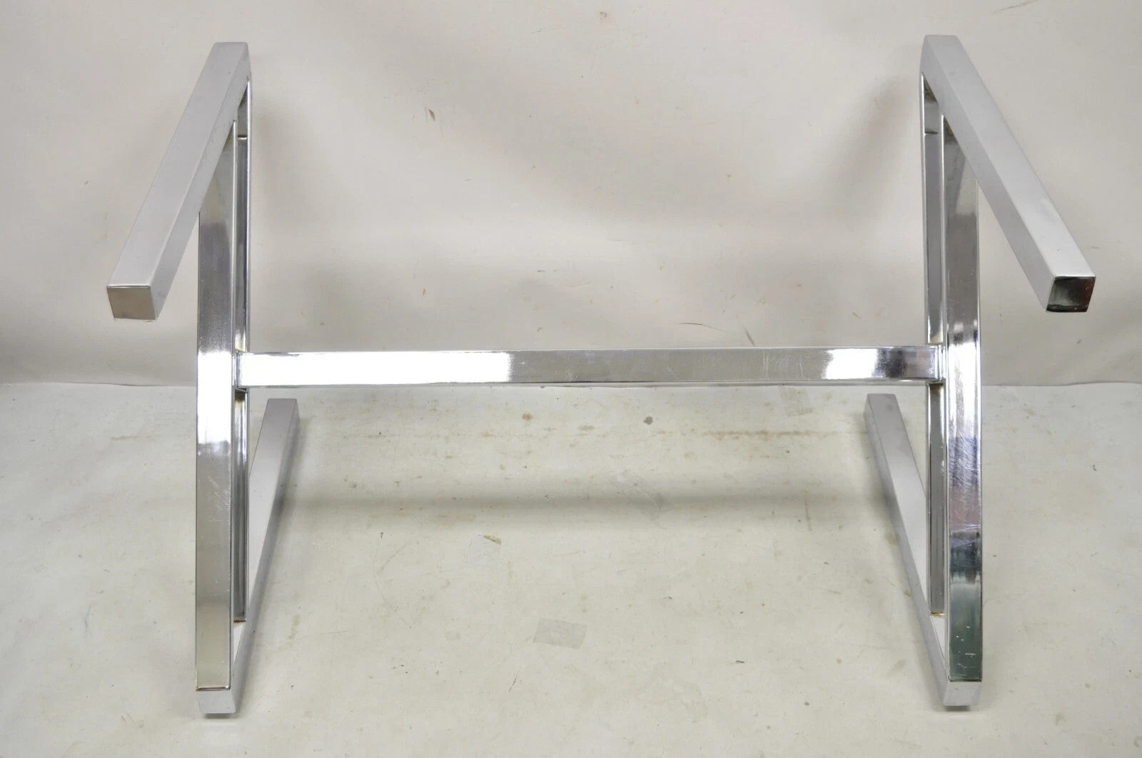 Vintage Mid Century Modern Chrome Frame Z Shaped Metal Desk Dining Table Base