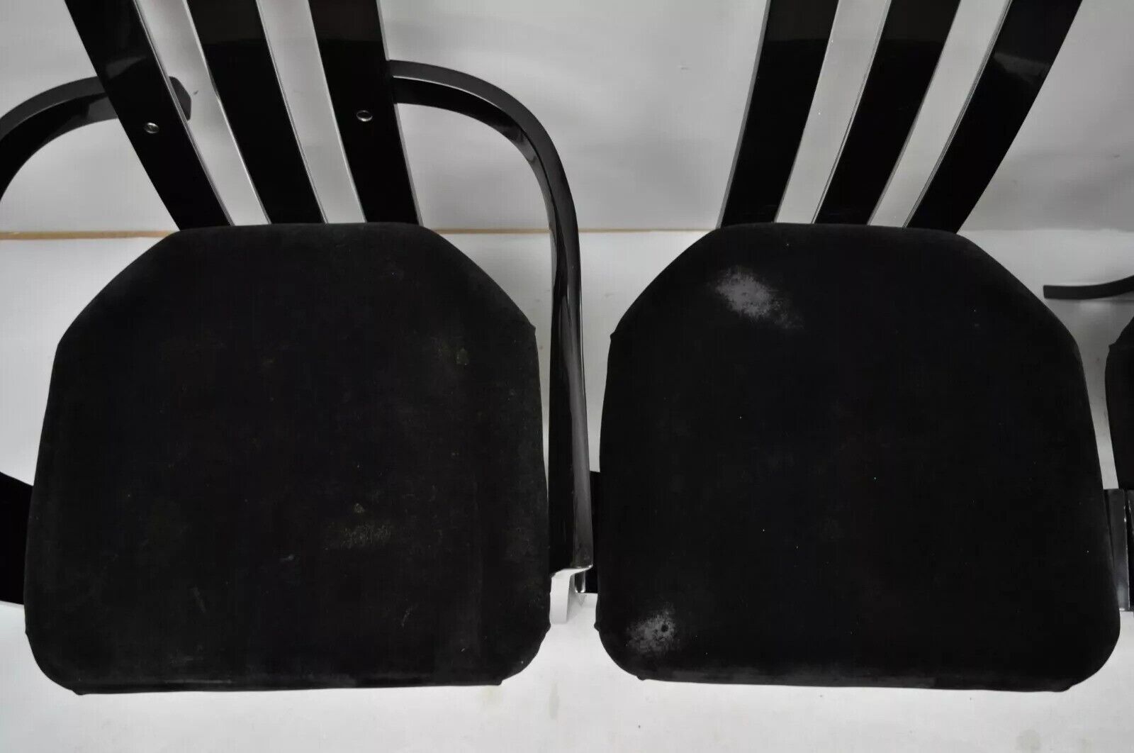 Vintage Black and Clear Lucite High Back Sculptural Dining Chairs - Set of 4
