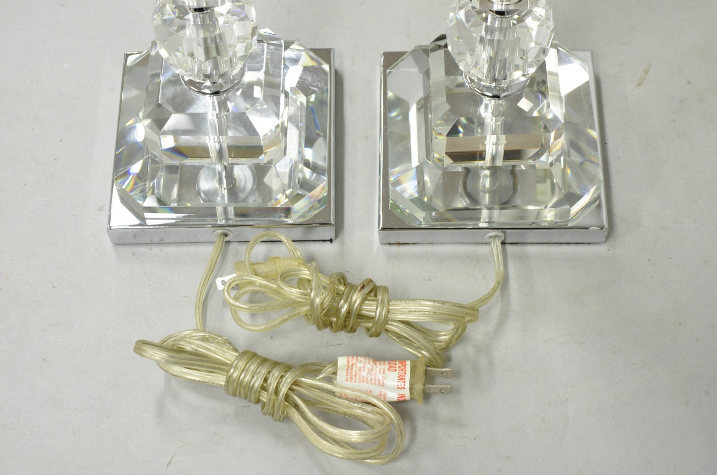 Contemporary Modern Hollywood Regency Glamorous Lead Crystal Table Lamp - a Pair