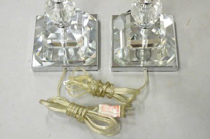 Contemporary Modern Hollywood Regency Glamorous Lead Crystal Table Lamp - a Pair
