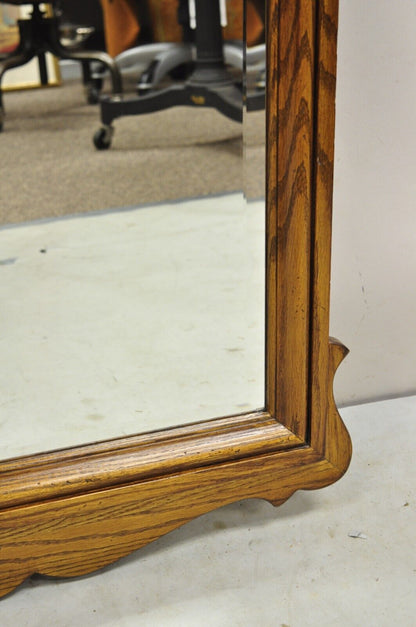 Vintage Ethan Allen Canterbury Oak Wood Colonial Style Beveled Glass Mirror