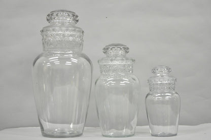 Vintage Tiffin Dakota Glass Apothecary Candy Jars Graduating Szs  - 3 Pc Set