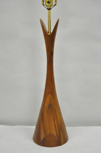 Vintage Mid Century Modern Sculptural Walnut Wood Danish Modernist Table Lamp
