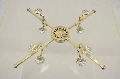 Vintage LFS Ltd English Sheffield Brass Tone Metal Expandable Footed Trivet