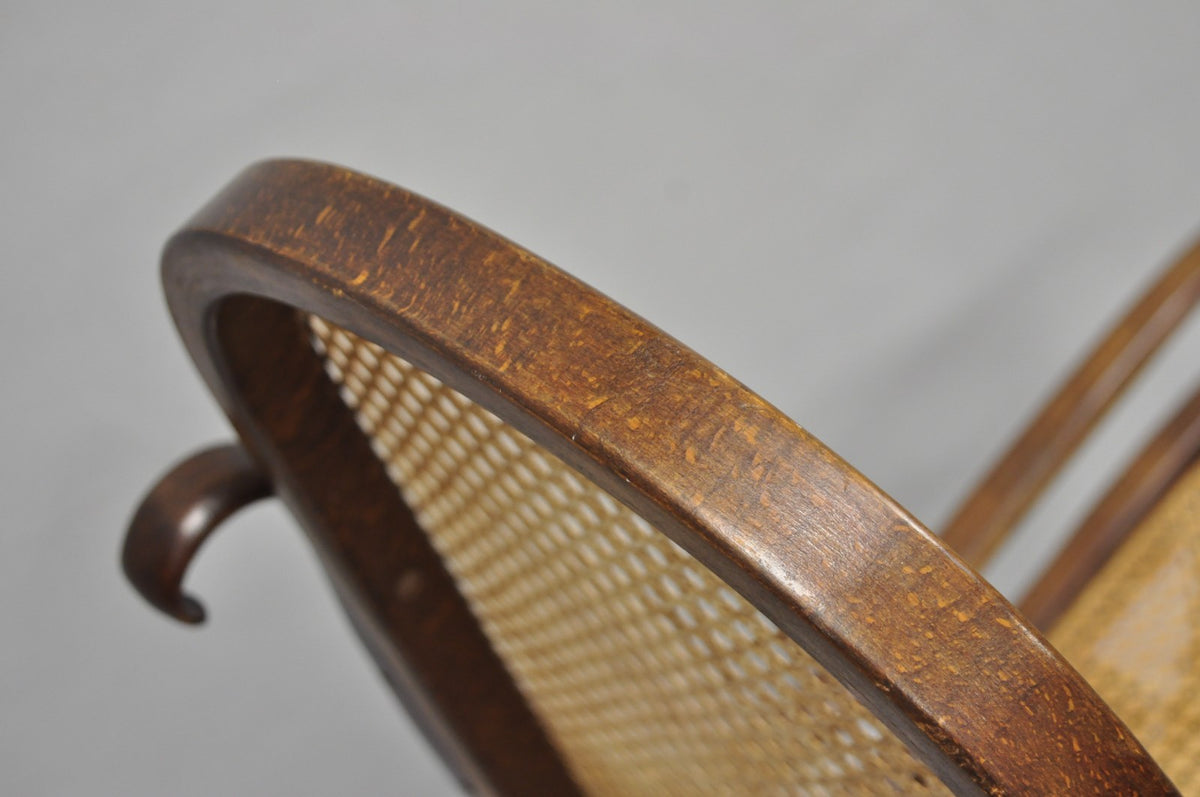 Vintage Mid Century Modern Thonet Style Bentwood & Cane Rocker Rocking Chair (B)