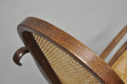 Vintage Mid Century Modern Thonet Style Bentwood & Cane Rocker Rocking Chair (B)
