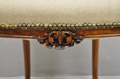 Antique Victorian Carved Walnut French Tapestry Parlor Side Chairs - Set of 4