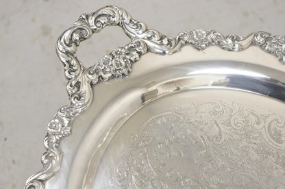 Vintage Poole 400 Lancaster Rose Large Silver Plated Serving Platter Bar Tray