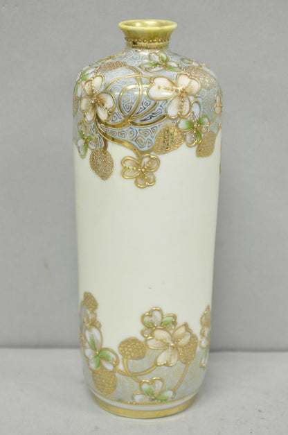 Antique Nippon Art Nouveau Hand Painted Gold Gilt Porcelain Small Cylinder Vase