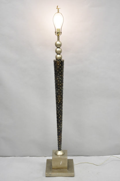 Vintage Leeazanne Postmodern Art Deco Style Metal Tapered Skyscraper Floor Lamp