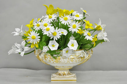Antique Limoges French Regency White & Gold Porcelain Swan Urn Vase Cachepot