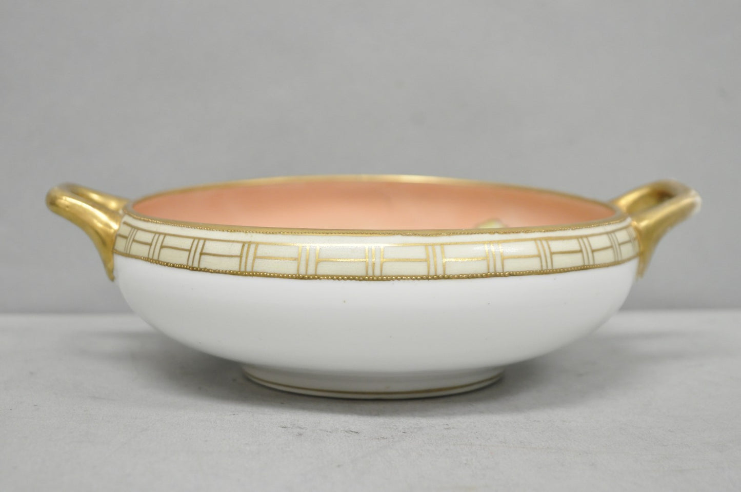 Antique Nippon Morimora Hand Painted Flowers & Ducks Coral Porcelain Bowl (A)