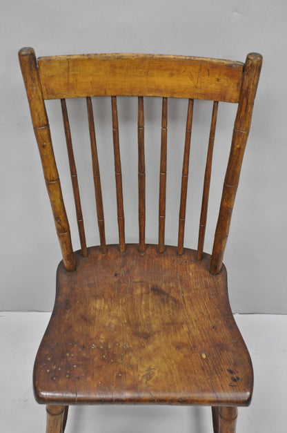 Antique Primitive Rustic French Farmhouse Wooden Faux Bamboo Side Chair