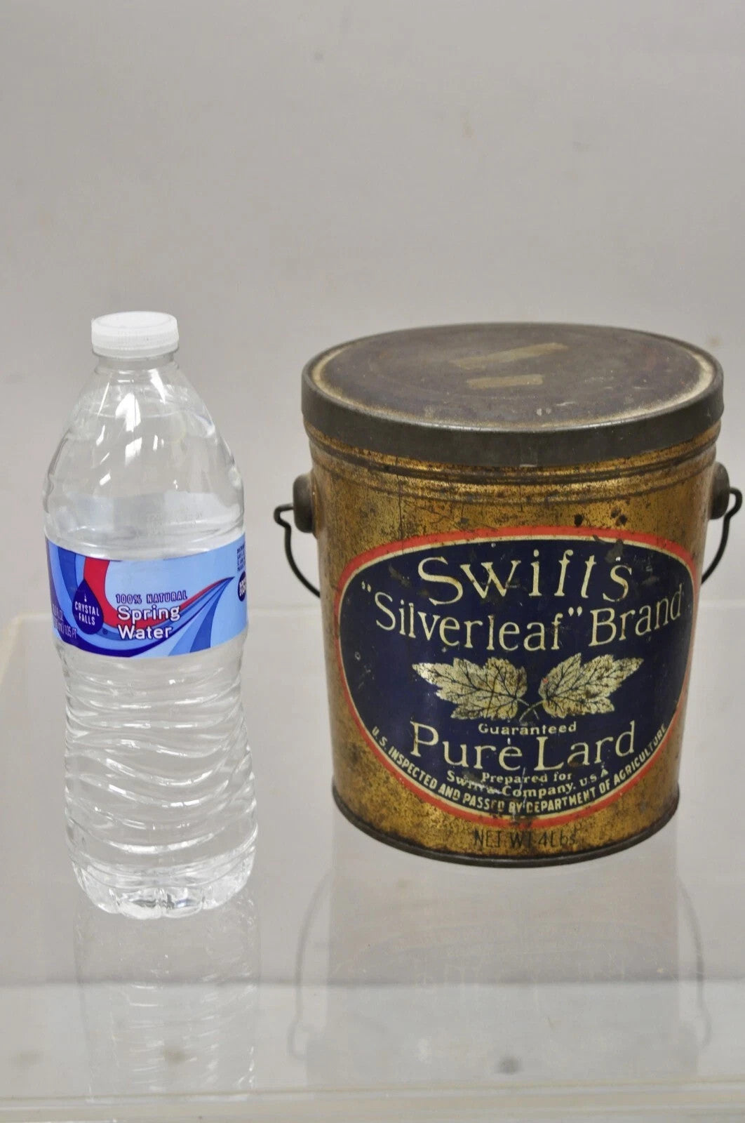 Vintage Swifts Silverleaf Brand Pure Lard 4 lbs. Tin Can Pail Advertisement