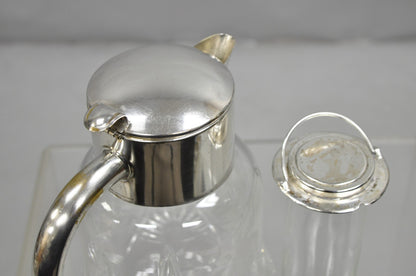 Antique Victorian German Silver Plated Cut Crystal Glass Lemonade Water Pitcher