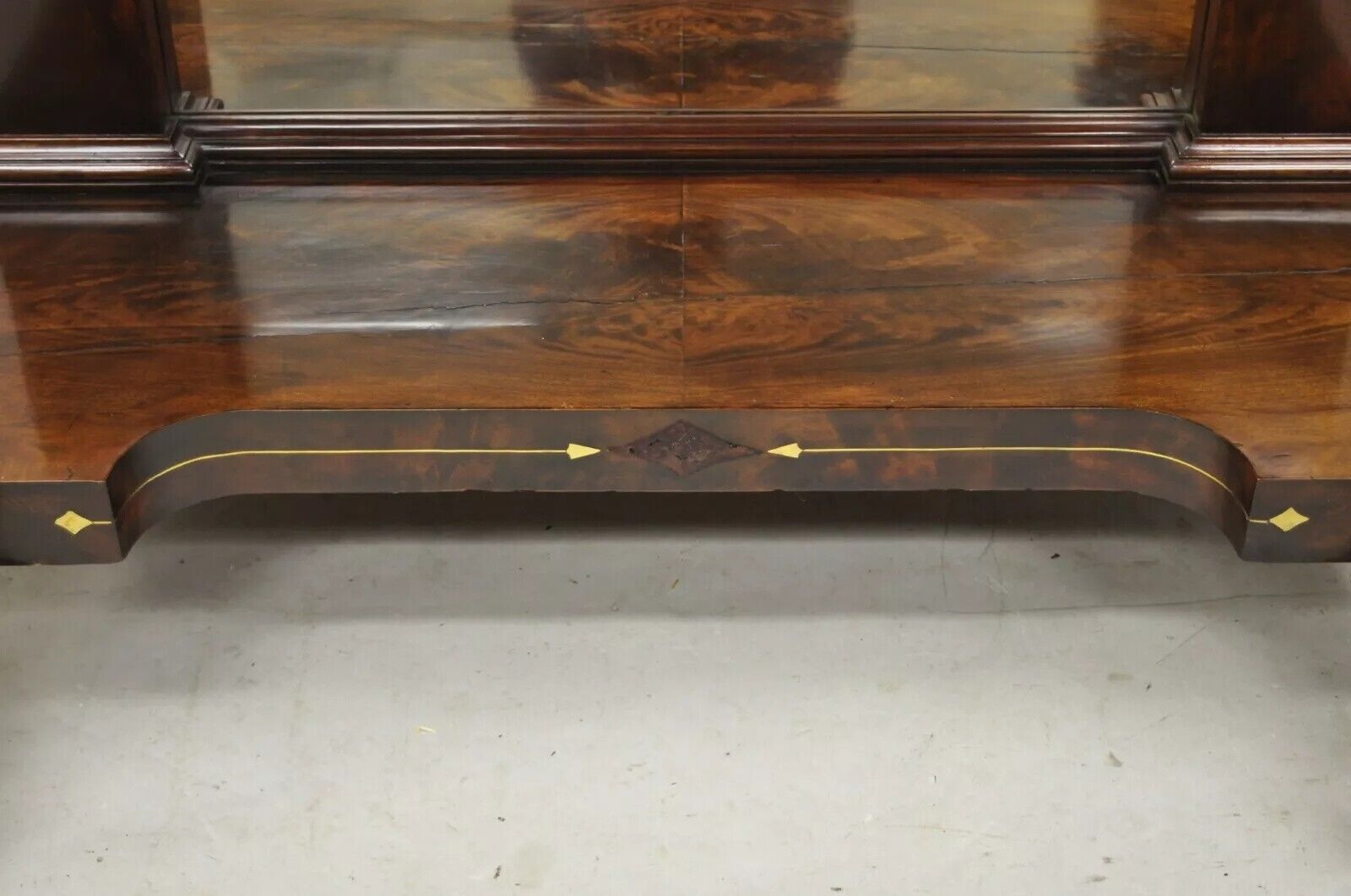 19th Century French Empire Marble Top Bronze Ormolu Paw Feet Console Hall Table