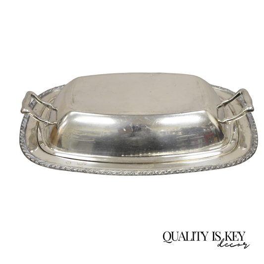 Vintage World Silver on Copper Lidded Vegetable Serving Platter with Handles
