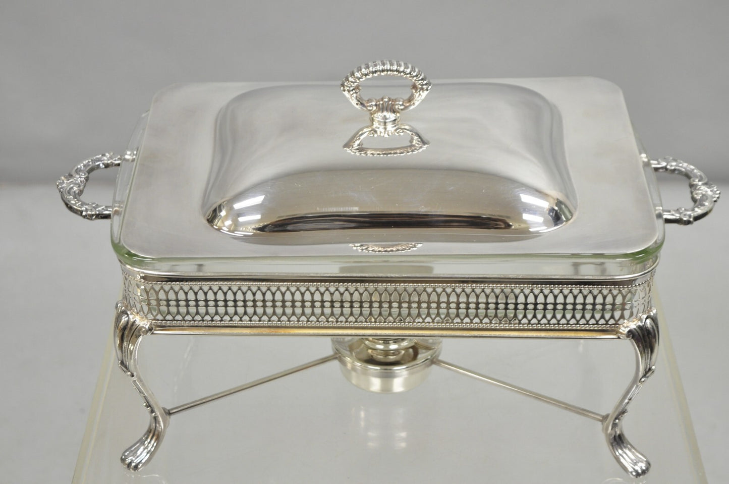 Vintage Sheffield USA Victorian Silver Plated Chafing Dish Buffet Food Warmer