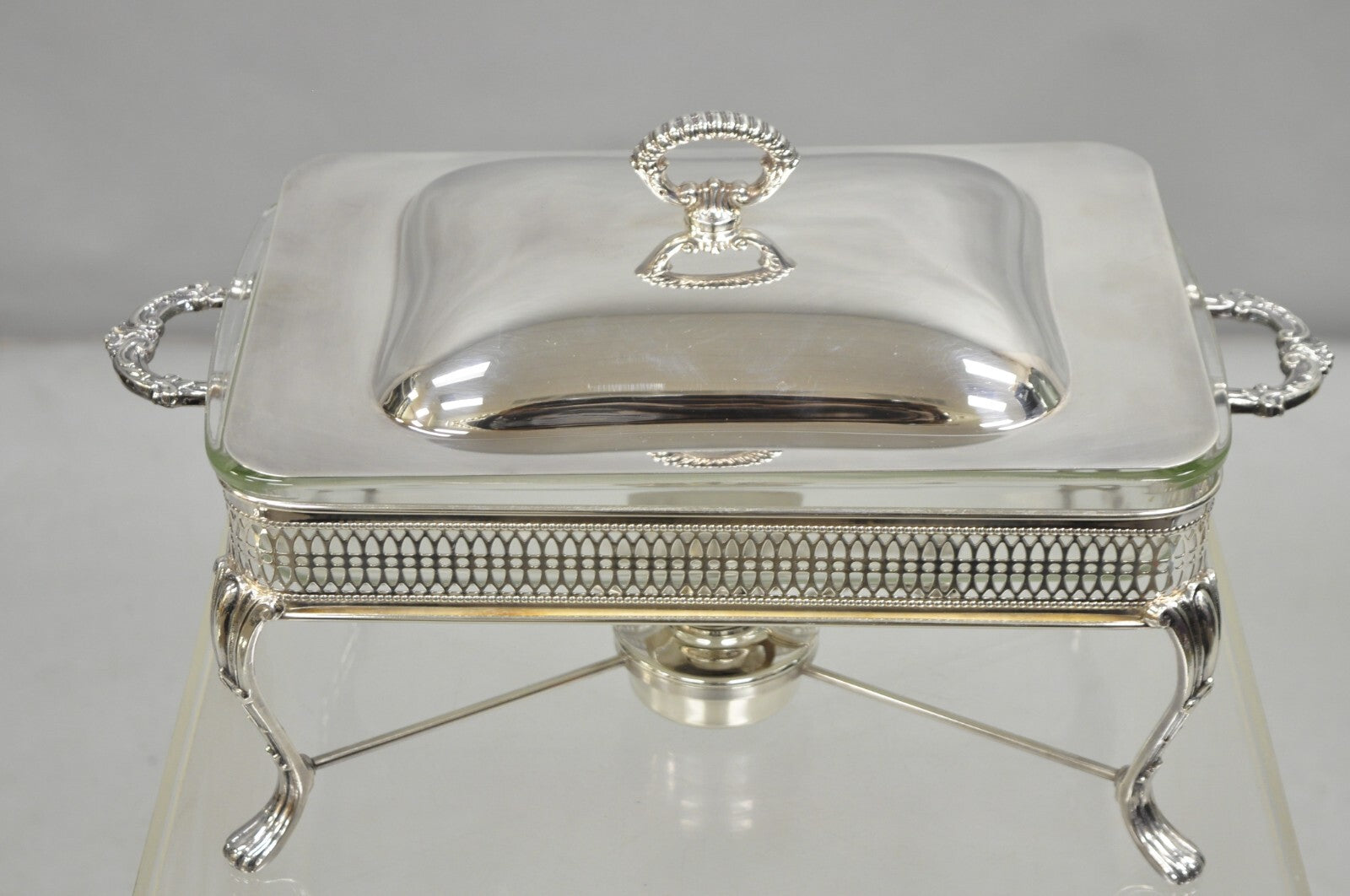 Vintage Sheffield USA Victorian Silver Plated Chafing Dish Buffet Food Warmer