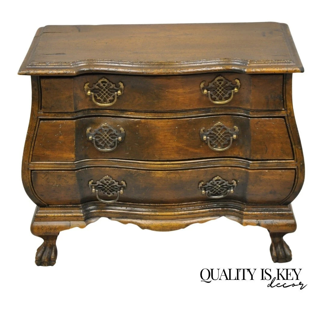 Vintage Small Salesman Sample Chippendale Georgian Style 3 Drawer Bombe Commode