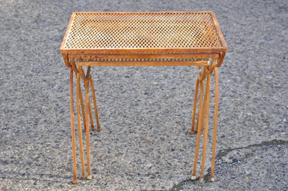 Vintage Salterini Mid Century Modern Wrought Iron Nesting Side Tables - Set of 3
