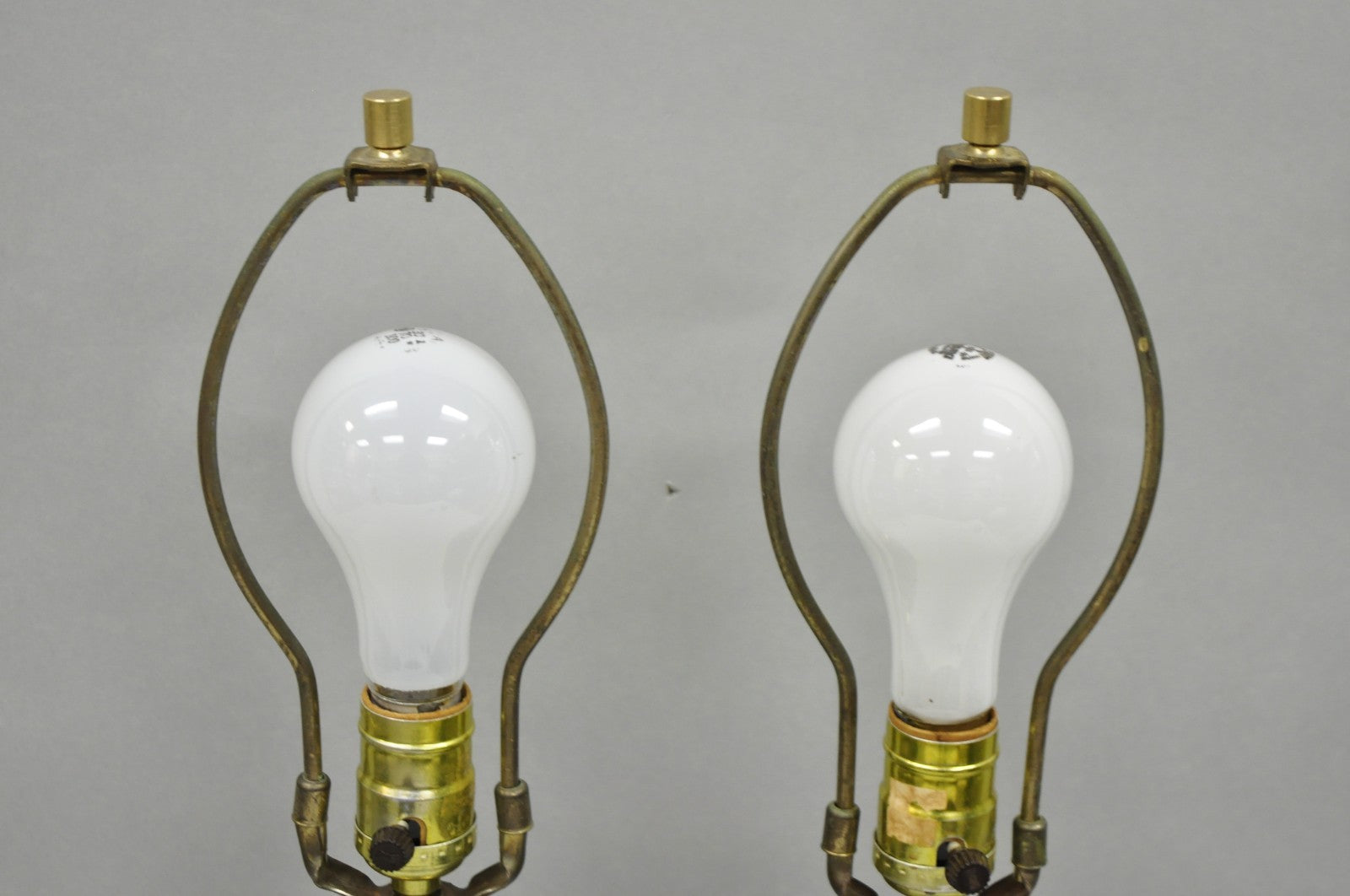 Vintage Mid Century Modern Black Glass w/ Gold Speckles Urn Table Lamps - a Pair