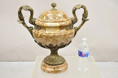 Vintage Bronze and Marble French Baroque Style Lidded Urn Centerpiece Cassolette