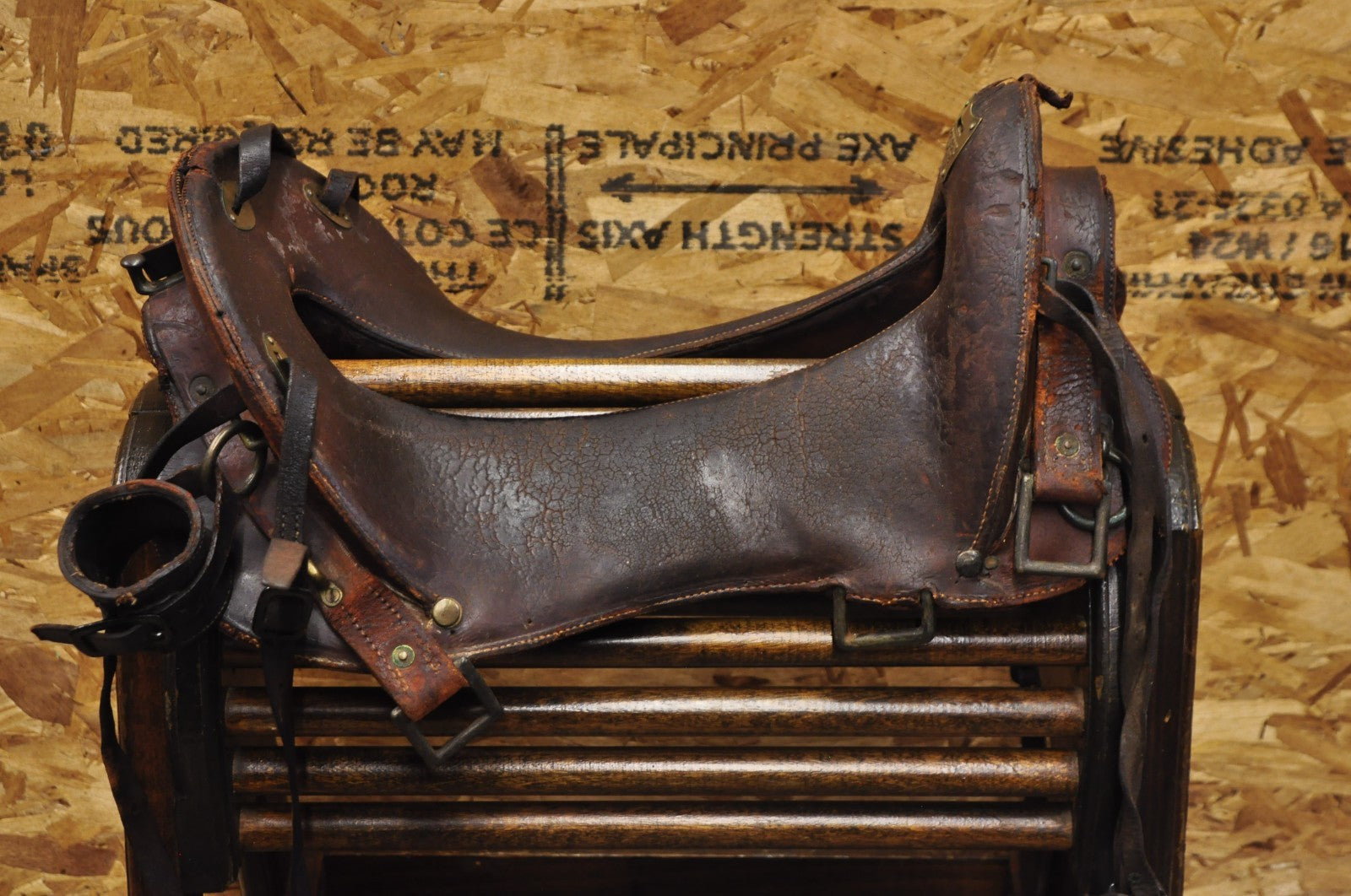 Antique McClellan Brown Leather 12 inch WWI Calvary Horse Saddle, Circa 1900