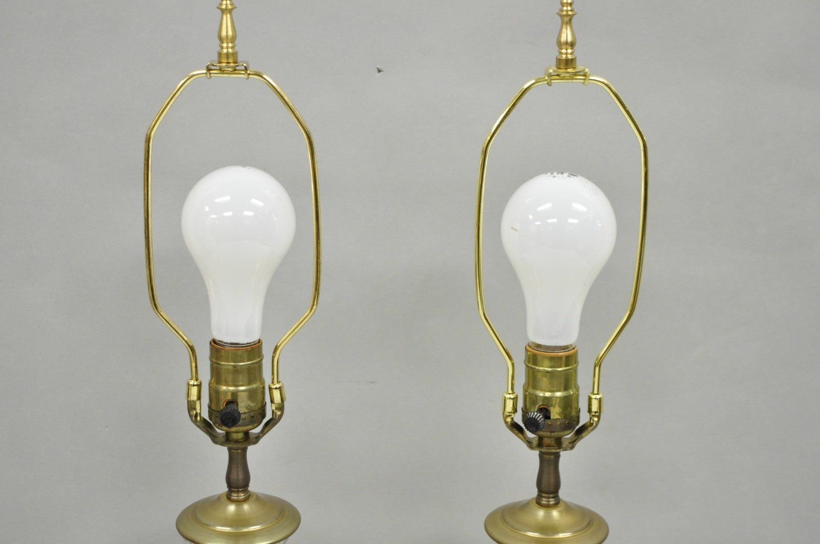 Vintage Victorian Cut Crystal Leaded Glass Small Bulbous Table Lamps - a Pair