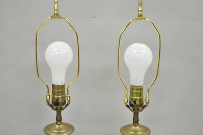 Vintage Victorian Cut Crystal Leaded Glass Small Bulbous Table Lamps - a Pair