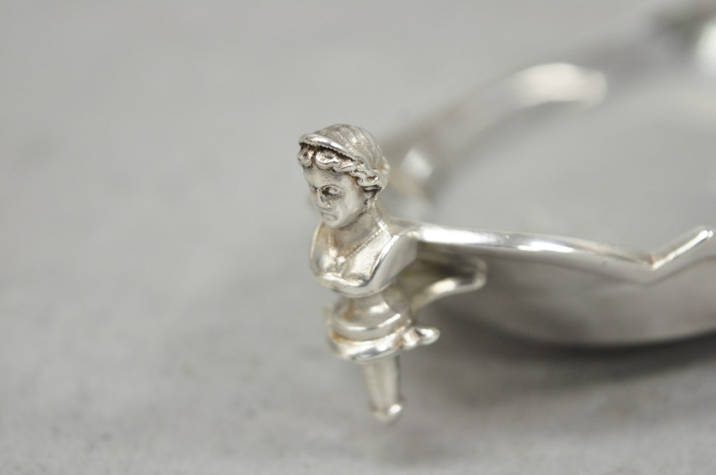 Antique French Renaissance Small Silver Plated Figural Twin Handle Trinket Dish