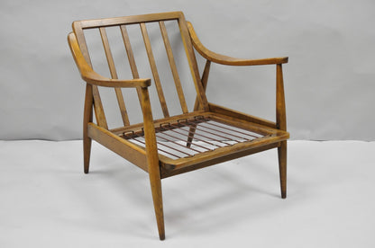 Vintage Mid Century Modern Danish Style Sculptural Walnut Lounge Arm Chair