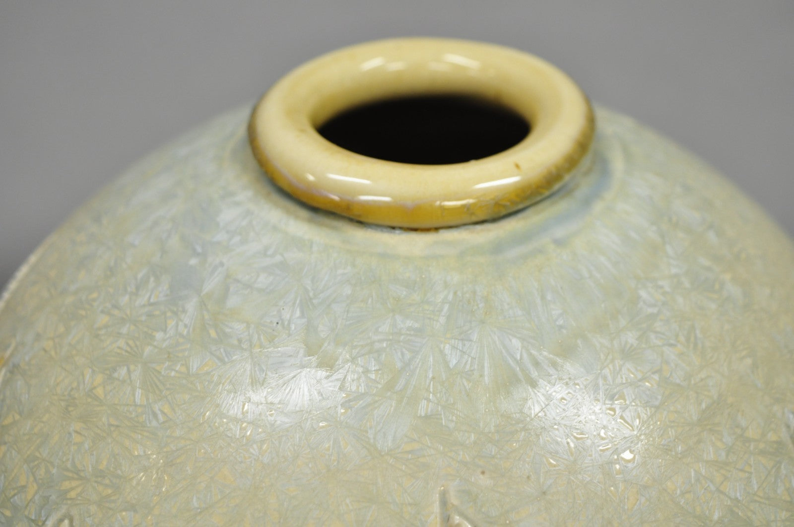 Vintage Mid Century Modern Brown Drip Glazed Bulbous Japanese Studio Vase Signed