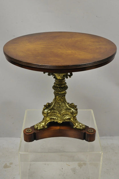 Antique French Empire Bronze Figural Swans Paw Foot Pedestal Base Low Side Table