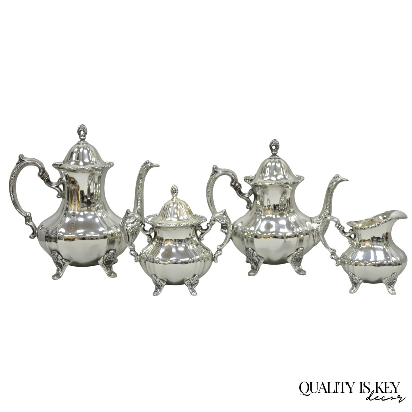 Vintage Towle Grand Duchess Victorian Silver Plated Tea Service Set - 4 Pcs