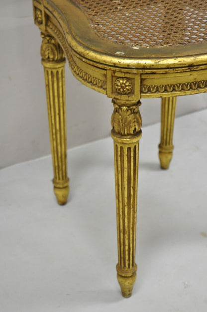 Antique Victorian French Louis XV Style Gold Giltwood Cane Boudoir Side Chair