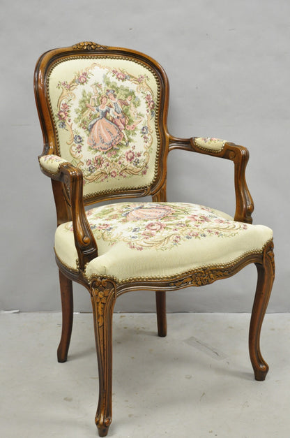 Vintage Chateau D'Ax spa French Louis XV Style Italian Tapestry Arm Chair