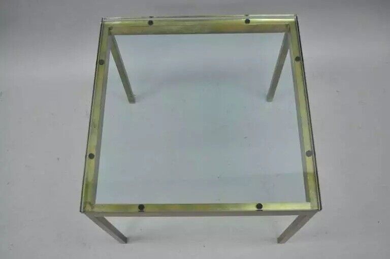Mid Century Modern Burnished Brass Bronze Square Side Table by Scope Furniture