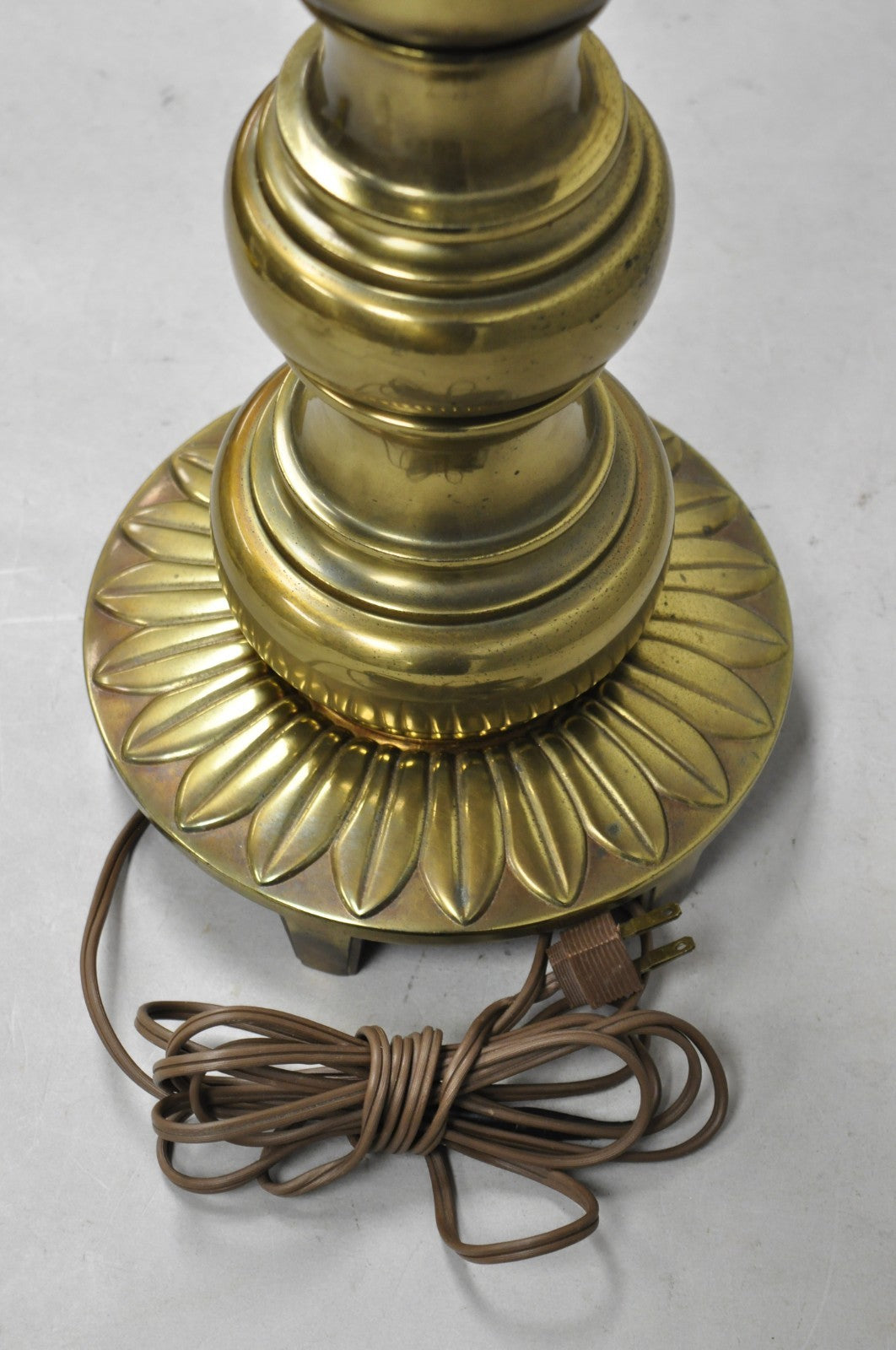 Vintage Stiffel Hollywood Regency Tall Brass Candlestick Column Table Lamp