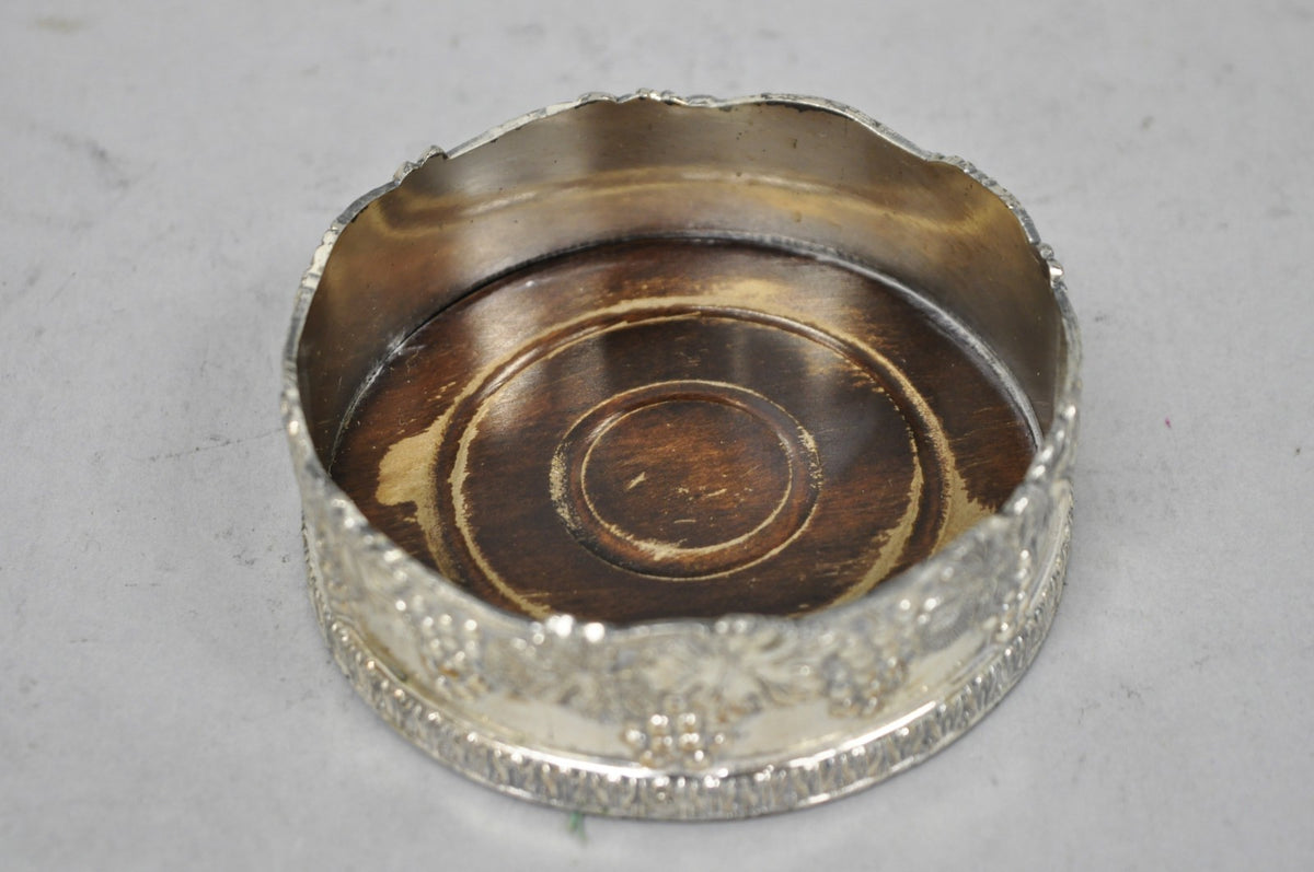 Vintage Good Art Silver Japan Silver Plated Small Wine Bottle Coaster