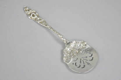 Antique Art Nouveau Sterling Silver Tomato Server with Floral Repousse