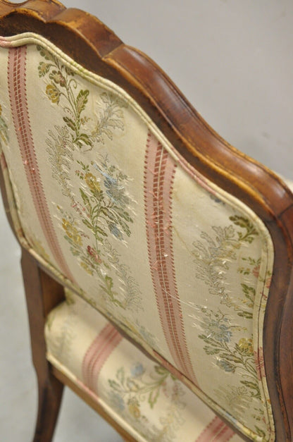 Vintage French Louis XV Style Small Boudoir Accent Side Chair w/ Pink Stripes