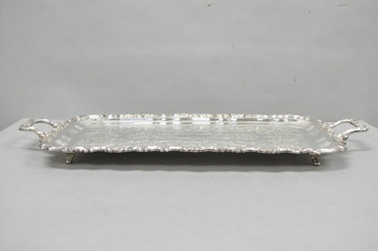 Vintage Sheridan Victorian Silver Plated Narrow Footed Serving Platter Bar Tray