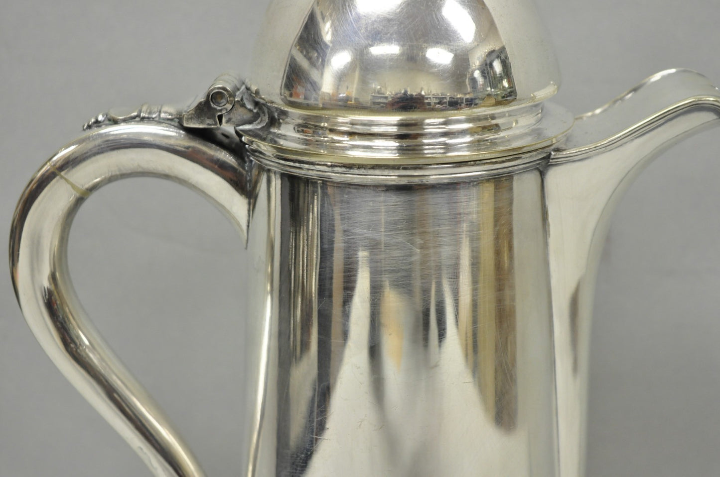 Antique English Regency Silver Plated Flagon Pitcher w/ Heart Handle