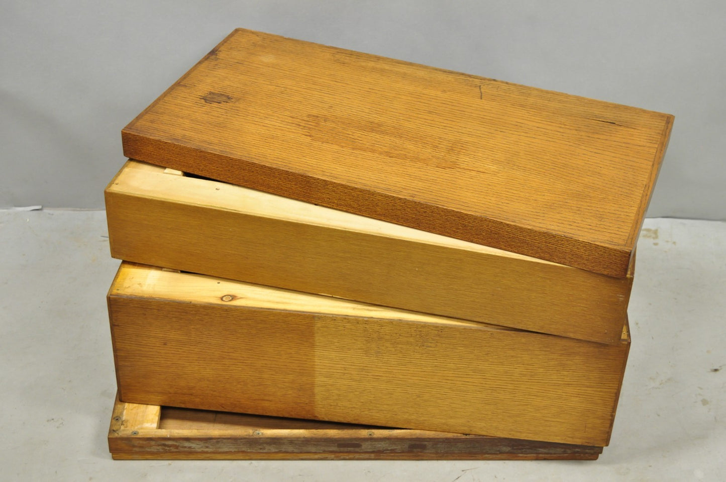 Antique Arts & Crafts Library 15 Drawer Mission Oak Stacking Card File Cabinet