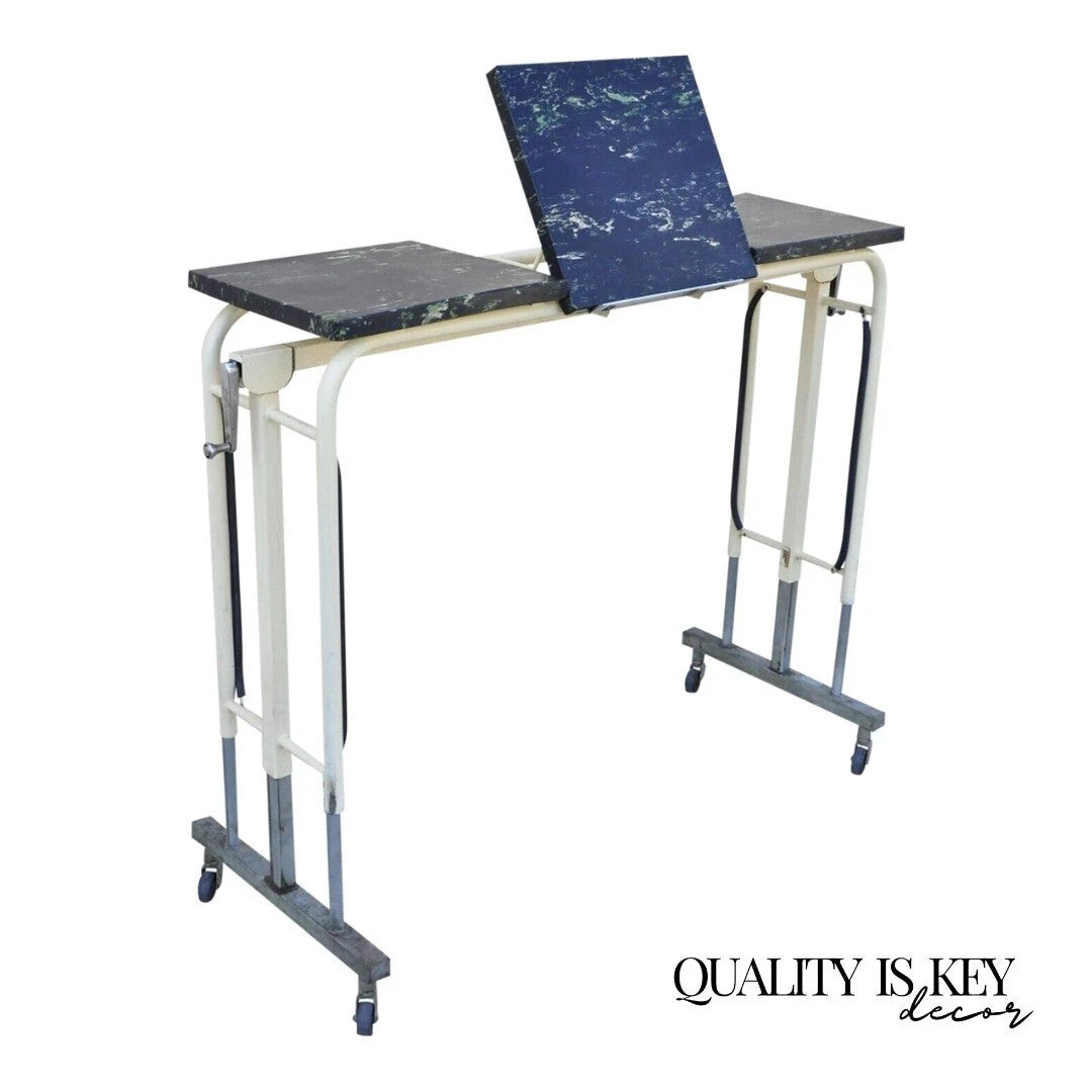 Vintage Art Deco Metal Adjustable Medical Dental Work Drafting Table by Doehler