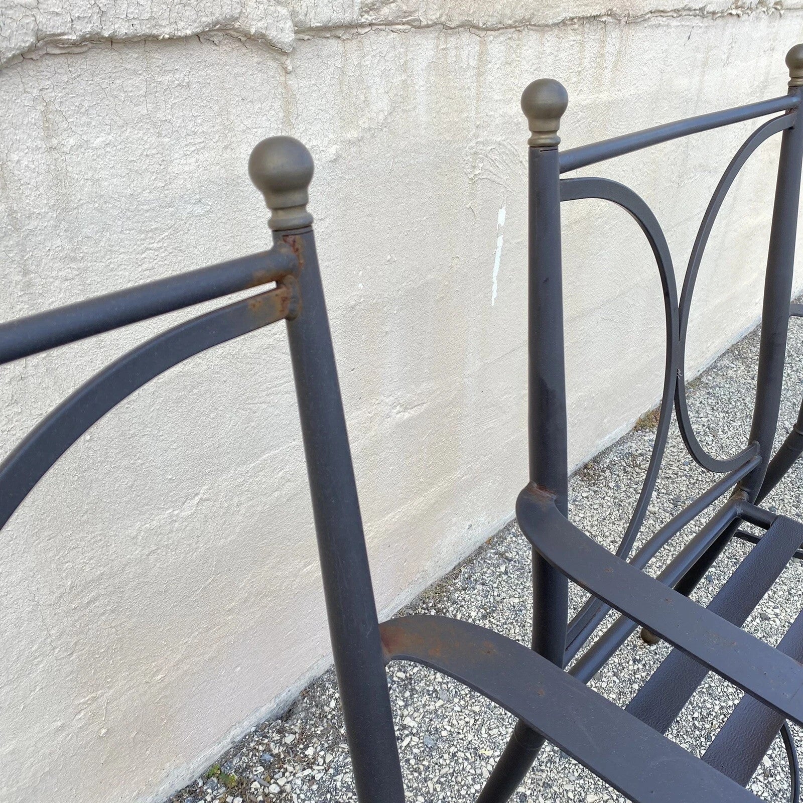 Neoclassical Regency Aluminum & Steel Metal Outdoor Patio Arm Chair - Set of 4